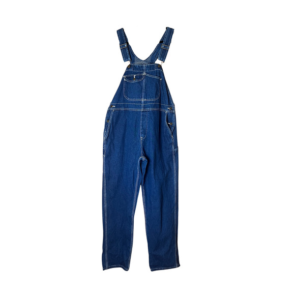 Vtg Key Denim Bib Overalls L Unisex Workwear Utility Farmcore Outdoor Carpenter - Picture 1 of 12